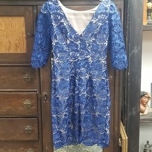 Size 6 Eliza J, Floral lace, Cobalt Blue